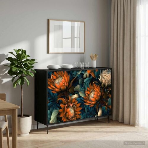 Kreveta LOCHEM Crni hrast 102 x 33 x 76 cm Konstruirano drvo - Narančasti uzorak Cijena