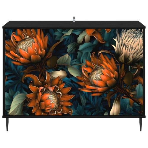 Kreveta LOCHEM Crni hrast 102 x 33 x 76 cm Konstruirano drvo - Narančasti uzorak Cijena