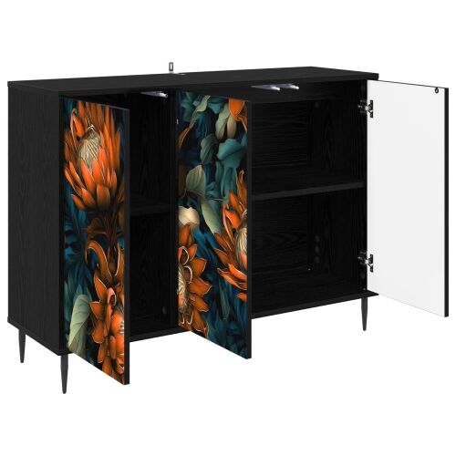 Kreveta LOCHEM Crni hrast 102 x 33 x 76 cm Konstruirano drvo - Narančasti uzorak Cijena