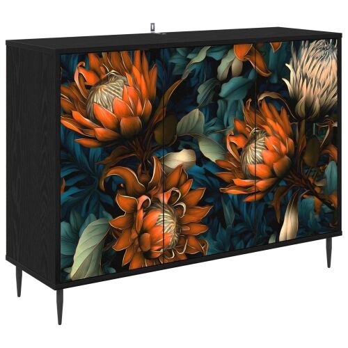 Kreveta LOCHEM Crni hrast 102 x 33 x 76 cm Konstruirano drvo - Narančasti uzorak Cijena