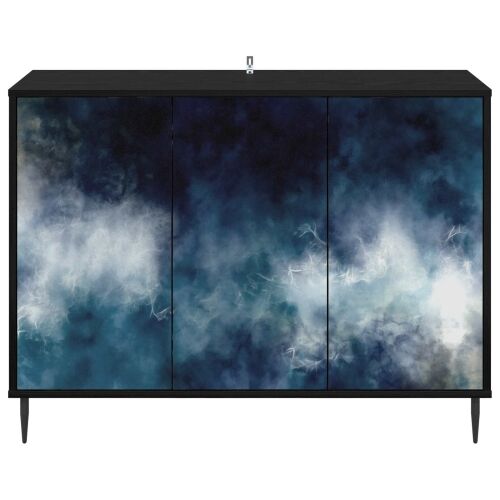 Kreveta RAALTE Crni hrast 102 x 33 x 76 cm Konstruirano drvo - Plavi mramorni uzorak Cijena
