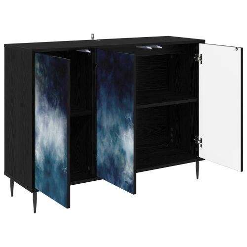 Kreveta RAALTE Crni hrast 102 x 33 x 76 cm Konstruirano drvo - Plavi mramorni uzorak Cijena