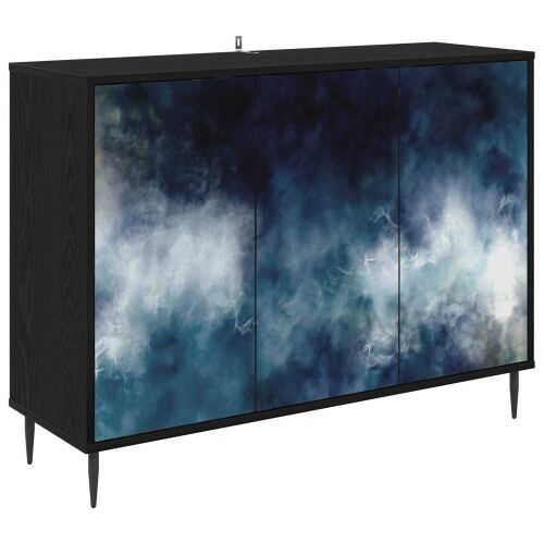 Kreveta RAALTE Crni hrast 102 x 33 x 76 cm Konstruirano drvo - Plavi mramorni uzorak Cijena