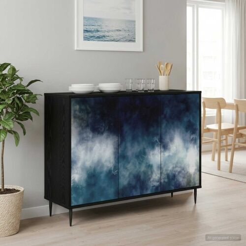 Kreveta RAALTE Crni hrast 102 x 33 x 76 cm Konstruirano drvo - Plavi mramorni uzorak Cijena