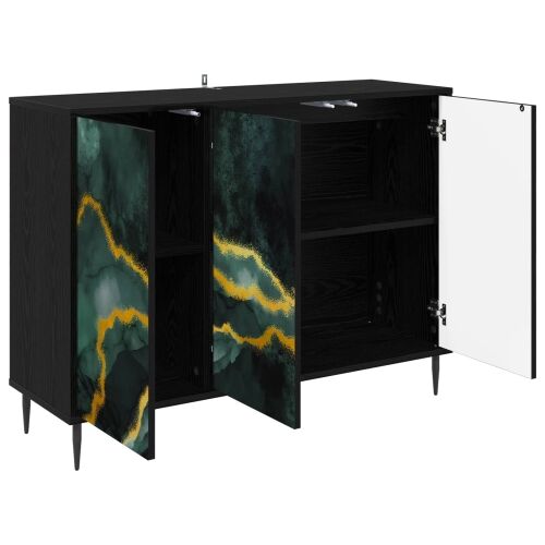 Kreveta WIJHE Crni hrast 102 x 33 x 76 cm Konstruirano drvo - Tirkizni mramorni uzorak Cijena