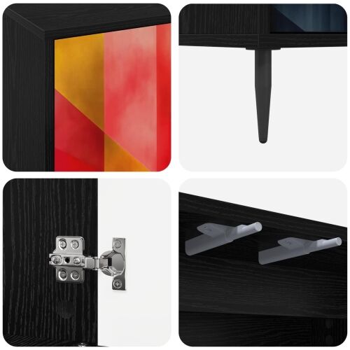 Kreveta HEESCH Crni hrast 102 x 33 x 76 cm Konstruirano drvo - Tiskanje boja Cijena