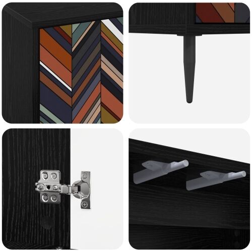 Kreveta OMMEN Crni hrast 102 x 33 x 76 cm Konstruirano drvo - Geometrijski uzorak Cijena