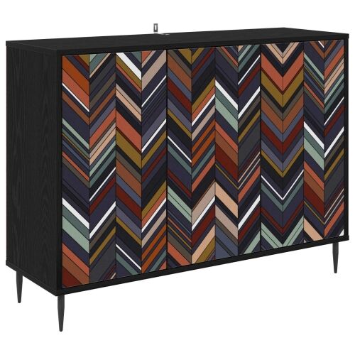 Kreveta OMMEN Crni hrast 102 x 33 x 76 cm Konstruirano drvo - Geometrijski uzorak Cijena