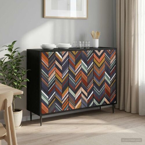 Kreveta OMMEN Crni hrast 102 x 33 x 76 cm Konstruirano drvo - Geometrijski uzorak Cijena