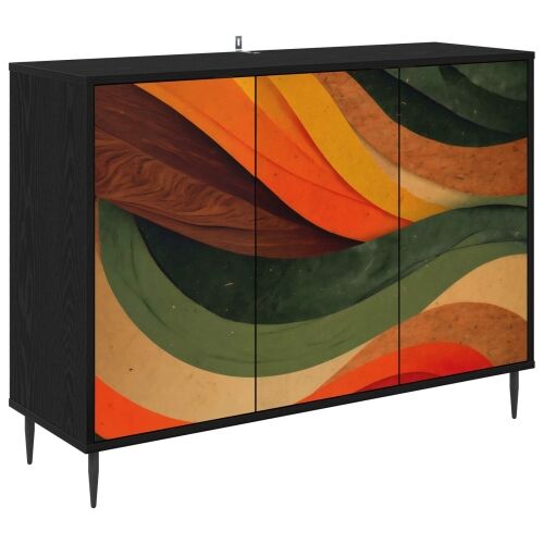 Kreveta BONN Crni hrast 102 x 33 x 76 cm Konstruirano drvo - Retro valni uzorak Cijena