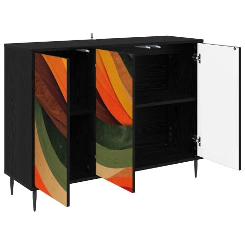 Kreveta BONN Crni hrast 102 x 33 x 76 cm Konstruirano drvo - Retro valni uzorak Cijena