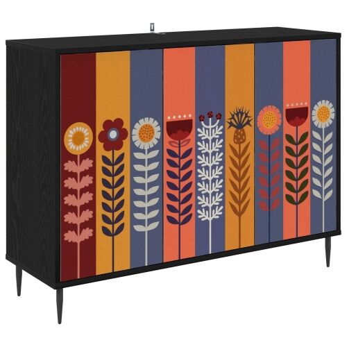 Kreveta ESSEN Crni hrast 102 x 33 x 76 cm Konstruirano drvo - Uzorak suncokreta Cijena
