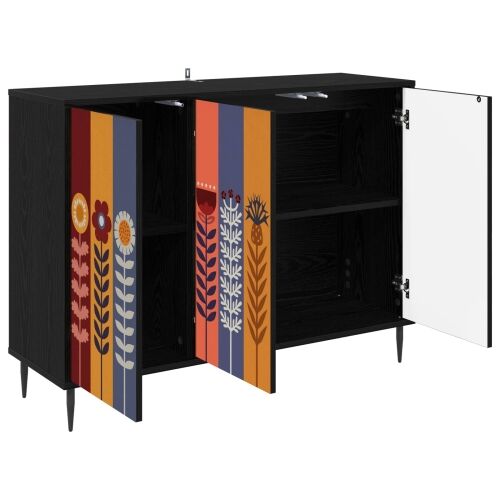 Kreveta ESSEN Crni hrast 102 x 33 x 76 cm Konstruirano drvo - Uzorak suncokreta Cijena