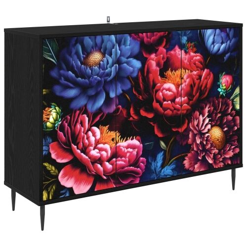 Kreveta KIEL Crni hrast 102 x 33 x 76 cm Konstruirano drvo - Tamni cvjetni uzorak Cijena