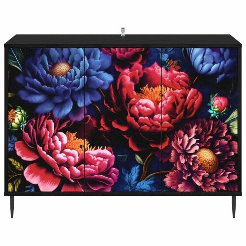 Kreveta KIEL Crni hrast 102 x 33 x 76 cm Konstruirano drvo - Tamni cvjetni uzorak Cijena