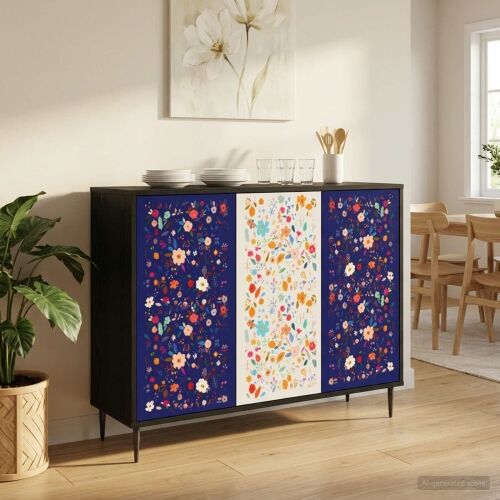 Kreveta MAINZ Crni hrast 102 x 33 x 76 cm Konstruirano drvo - Cvjetni uzorak Cijena
