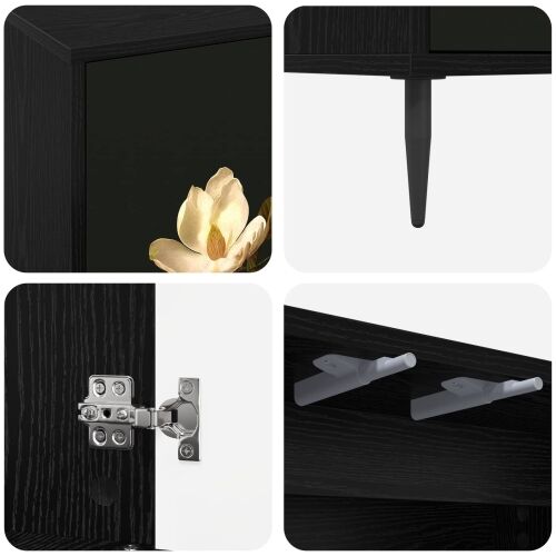 Kreveta BREMEN Crni hrast 102 x 33 x 76 cm Konstruirano drvo - Magnolijski uzorak Cijena