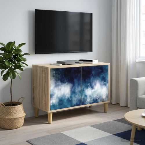 TV ormar RAALTE 69 x 33 x 50 cm Sonoma Konstruirano drvo - Plavi mramorni uzorak Cijena