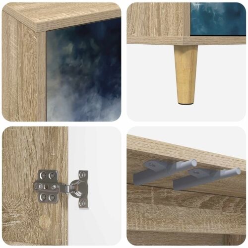 TV ormar RAALTE 69 x 33 x 50 cm Sonoma Konstruirano drvo - Plavi mramorni uzorak Cijena