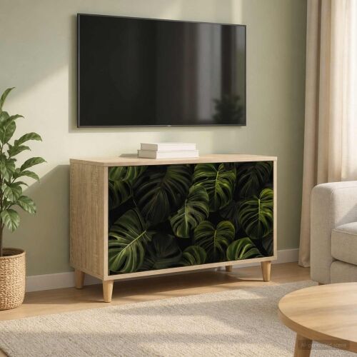 TV ormar ELBURG 69 x 33 x 50 cm Sonoma Konstruirano drvo - Print od palminih listova Cijena