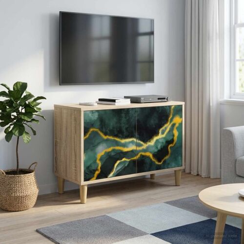 TV ormar WIJHE 69 x 33 x 50 cm Sonoma Konstruirano drvo - Tirkizni mramorni uzorak Cijena