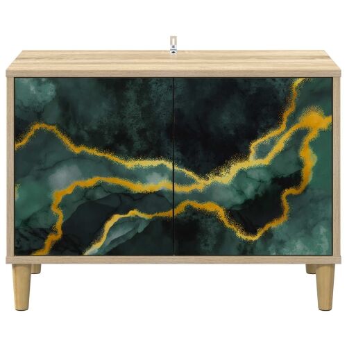 TV ormar WIJHE 69 x 33 x 50 cm Sonoma Konstruirano drvo - Tirkizni mramorni uzorak Cijena