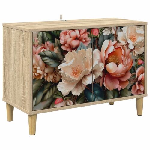 TV ormar BORNE 69 x 33 x 50 cm Sonoma Konstruirano drvo - Print lagane peonije Cijena