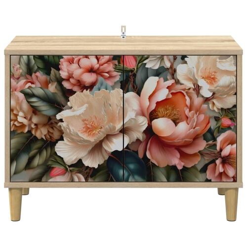 TV ormar BORNE 69 x 33 x 50 cm Sonoma Konstruirano drvo - Print lagane peonije Cijena