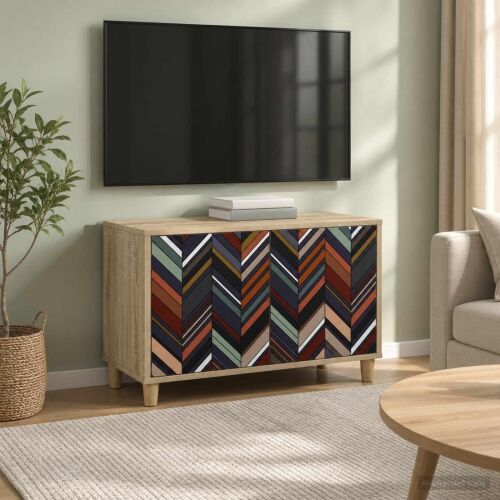 TV ormar OMMEN 69 x 33 x 50 cm Sonoma Konstruirano drvo - Geometrijski uzorak Cijena