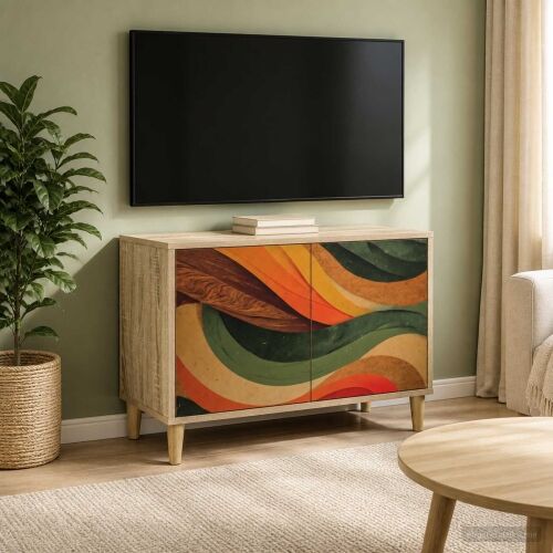 TV ormar BONN 69 x 33 x 50 cm Sonoma Konstruirano drvo - Retro valni uzorak Cijena