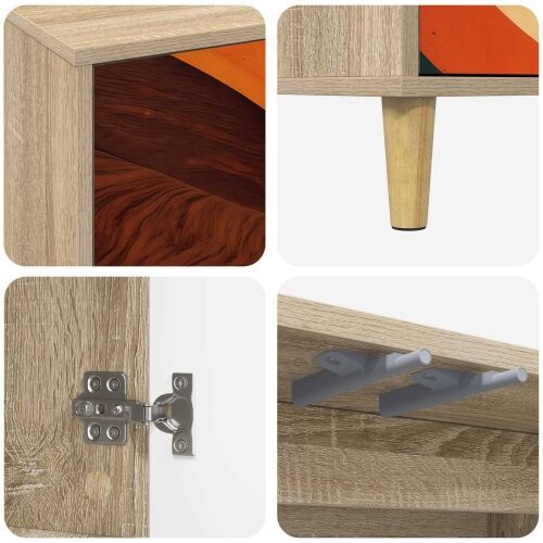 TV ormar BONN 69 x 33 x 50 cm Sonoma Konstruirano drvo - Retro valni uzorak Cijena