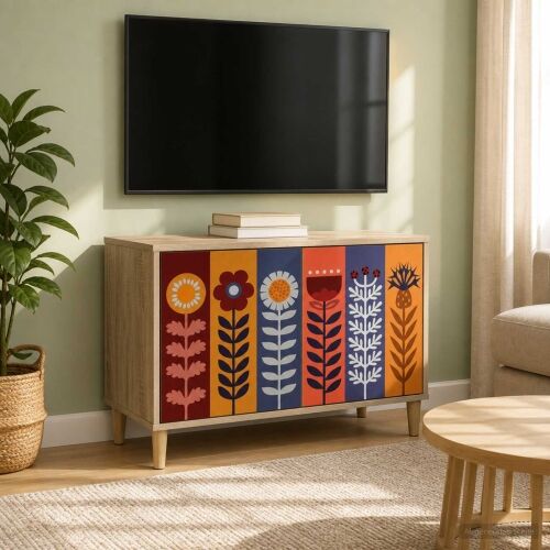 TV ormar ESSEN 69 x 33 x 50 cm Sonoma Konstruirano drvo - Uzorak suncokreta Cijena