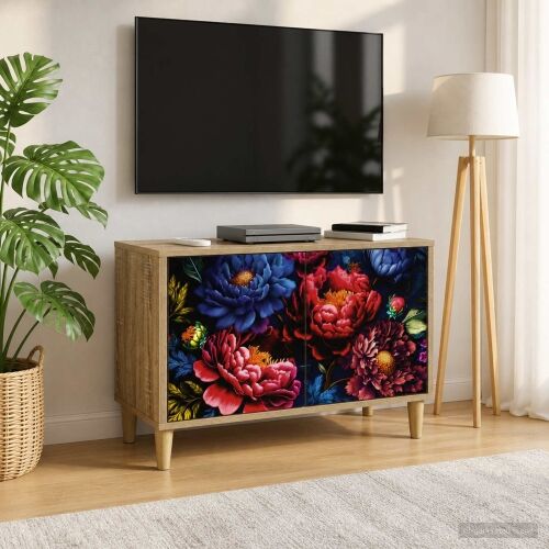 TV ormar KIEL 69 x 33 x 50 cm Sonoma Konstruirano drvo - Tamni cvjetni uzorak Cijena