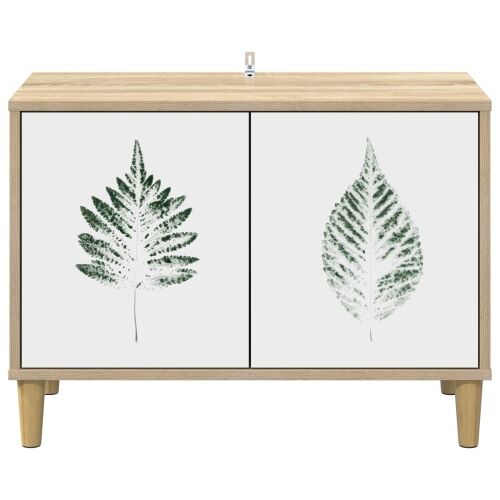 TV ormar HANAU 69 x 33 x 50 cm Sonoma Konstruirano drvo - Zeleni uzorak lišća Cijena