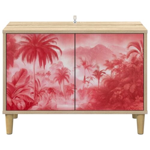 TV ormar AACHEN 69 x 33 x 50 cm Sonoma Konstruirano drvo - Ružičasti uzorak palme Cijena