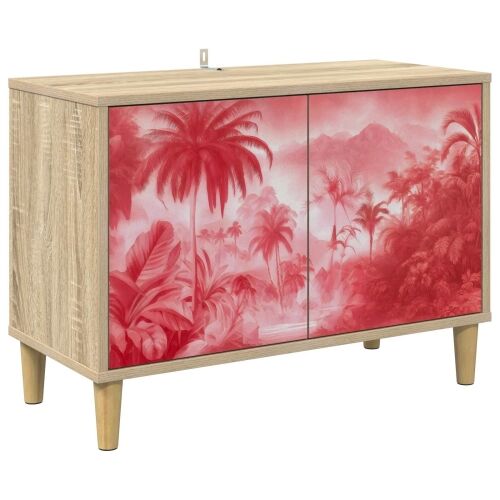 TV ormar AACHEN 69 x 33 x 50 cm Sonoma Konstruirano drvo - Ružičasti uzorak palme Cijena