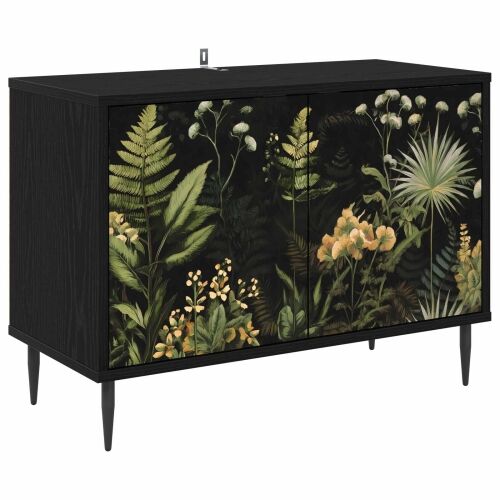 TV ormar RHENEN 69 x 33 x 50,5 cm Crni hrast Konstruirano drvo - Tropski uzorak džungle Cijena