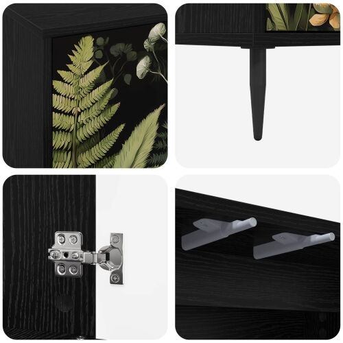 TV ormar RHENEN 69 x 33 x 50,5 cm Crni hrast Konstruirano drvo - Tropski uzorak džungle Cijena