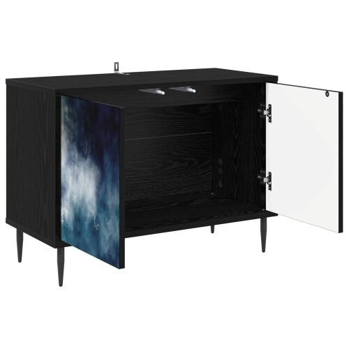 TV ormar RAALTE 69 x 33 x 50,5 cm Crni hrast Konstruirano drvo - Plavi mramorni uzorak Cijena