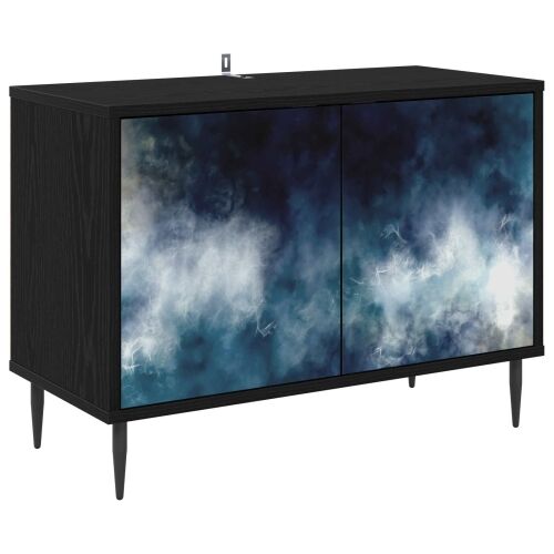 TV ormar RAALTE 69 x 33 x 50,5 cm Crni hrast Konstruirano drvo - Plavi mramorni uzorak Cijena