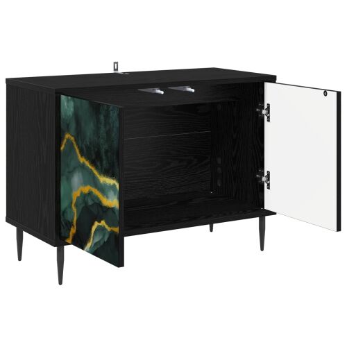 TV ormar WIJHE 69 x 33 x 50,5 cm Crni hrast Konstruirano drvo - Tirkizni mramorni uzorak Cijena