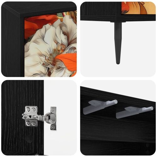 TV ormar GENNEP 69 x 33 x 50,5 cm Crni hrast Konstruirano drvo - Print ljiljana Cijena