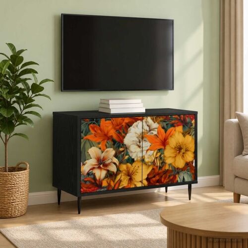TV ormar GENNEP 69 x 33 x 50,5 cm Crni hrast Konstruirano drvo - Print ljiljana Cijena