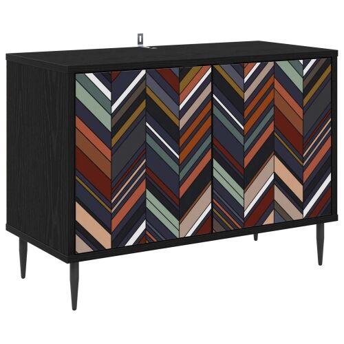 TV ormar OMMEN 69 x 33 x 50,5 cm Crni hrast Konstruirano drvo - Geometrijski uzorak Cijena