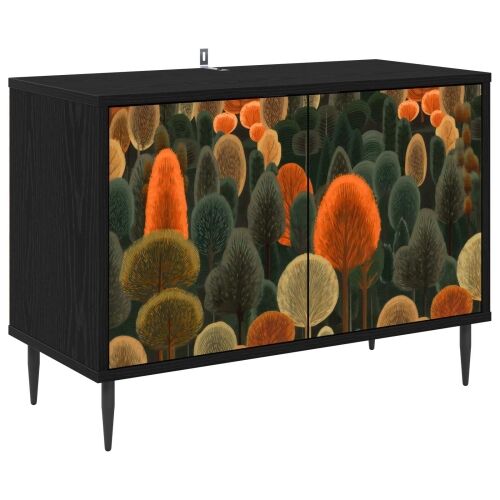 TV ormar ZAANDAM 69 x 33 x 50,5 cm Crni hrast Konstruirano drvo - Print šume Cijena