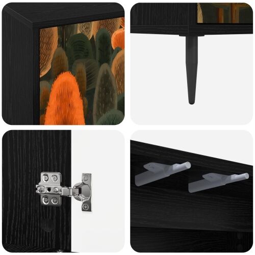 TV ormar ZAANDAM 69 x 33 x 50,5 cm Crni hrast Konstruirano drvo - Print šume Cijena