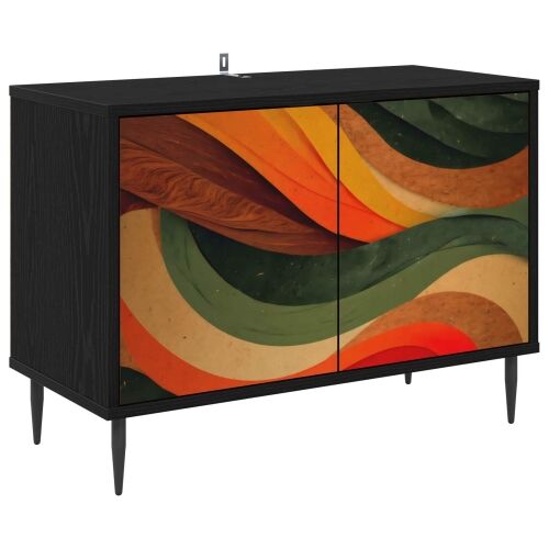 TV ormar BONN 69 x 33 x 50,5 cm Crni hrast Konstruirano drvo - Retro valni uzorak Cijena