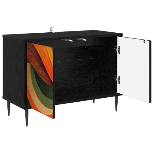 TV ormar BONN 69 x 33 x 50,5 cm Crni hrast Konstruirano drvo - Retro valni uzorak Cijena