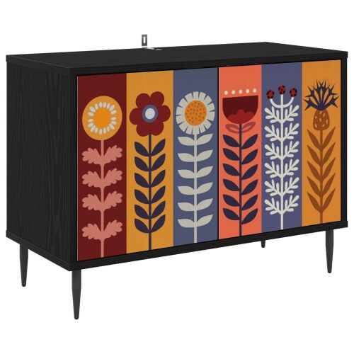 TV ormar ESSEN 69 x 33 x 50,5 cm Crni hrast Konstruirano drvo - Uzorak suncokreta Cijena