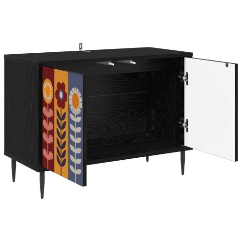 TV ormar ESSEN 69 x 33 x 50,5 cm Crni hrast Konstruirano drvo - Uzorak suncokreta Cijena